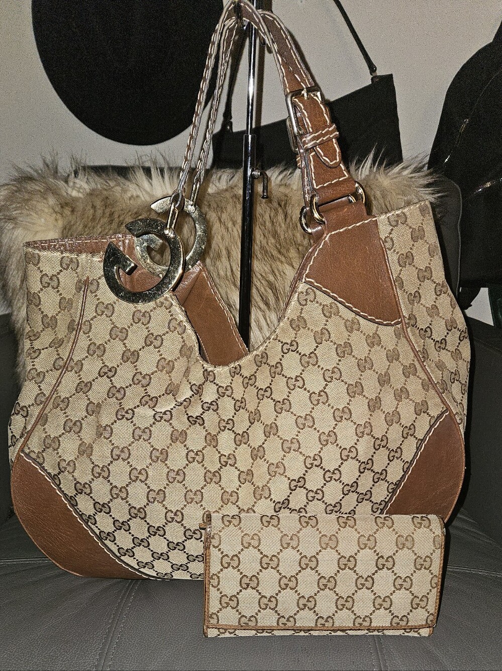 🛑SOLD SOLD SOLD🛑Gucci Beige GG Canvas and Brown Leather Shoulder Bag - Picture 12 of 13